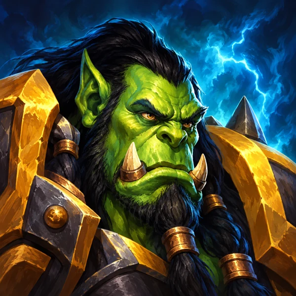 Thrall with lightning and golden armor